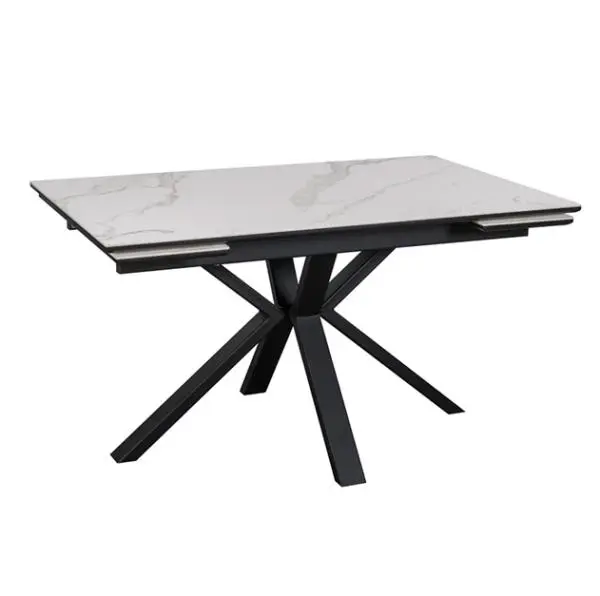 Стол обеденный раздвижной Монако 120х80 керамика белый/черный (STPR)
