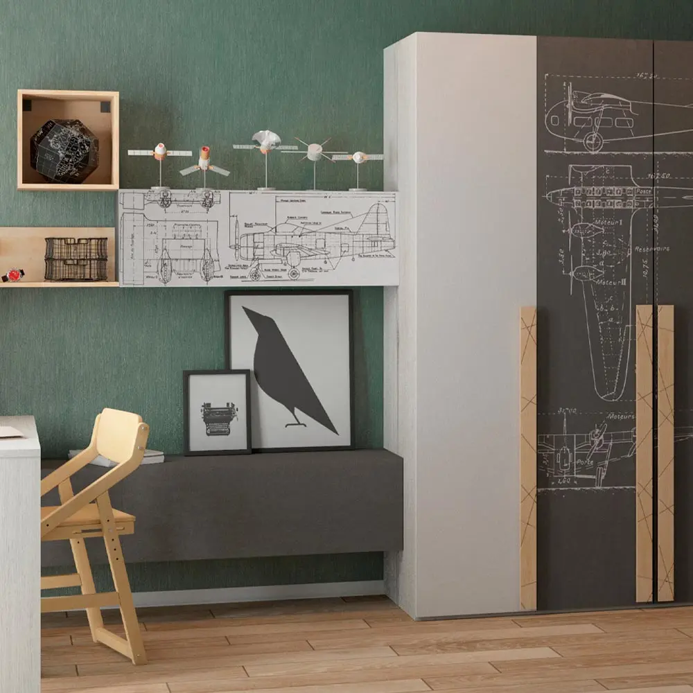 Тумба навесная POP коллекция НьюТон Грэй (Белый лофт/Авиатор) 