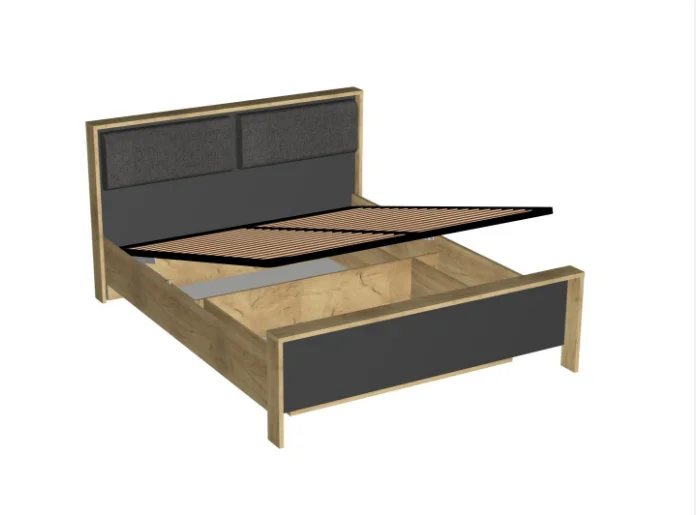 Модульная спальня Бруклин (Дуб Краф золотой/Антрацит) EM | Интернет магазин Масса Мебель