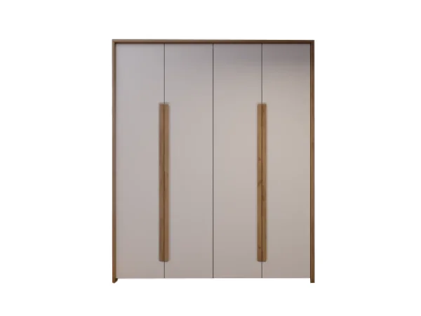 Шкаф четырехстворчатый  "Гармошка" Соренто Дуб Краф золотой/Сатин белый (EM)