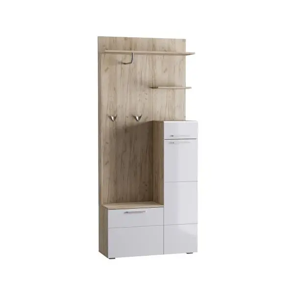 Шкаф многоцелевой для прихожей Лайн 10.16 Дуб серый /белый глянец (Mob)