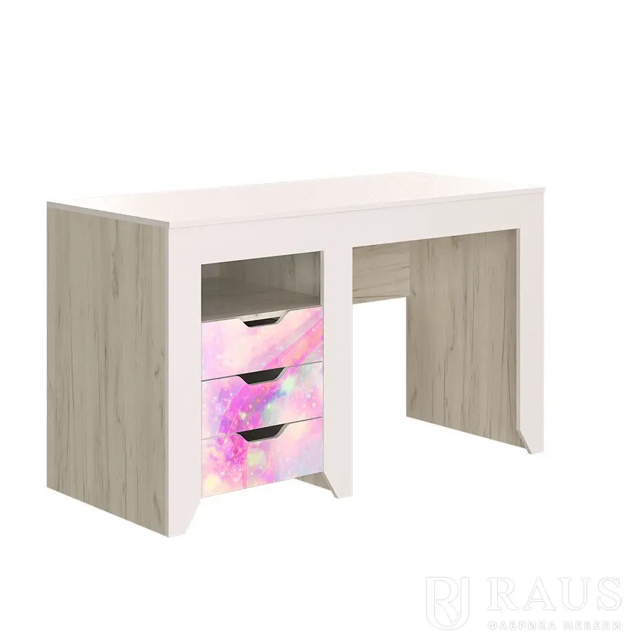 Стол письменный Буква Дуб крафт белый/Белый софт (RAU) 