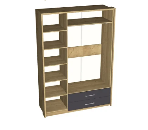 Шкаф распашной трехстворчатый коллекция Бруклин (Дуб Краф золотой/Антрацит) EM 