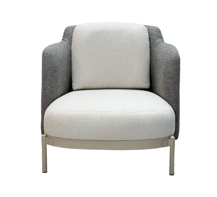 Кресло дизайнерское Сэнди серая рогожка-ножки металл, MASSA - интернет магазин Масса Мебель