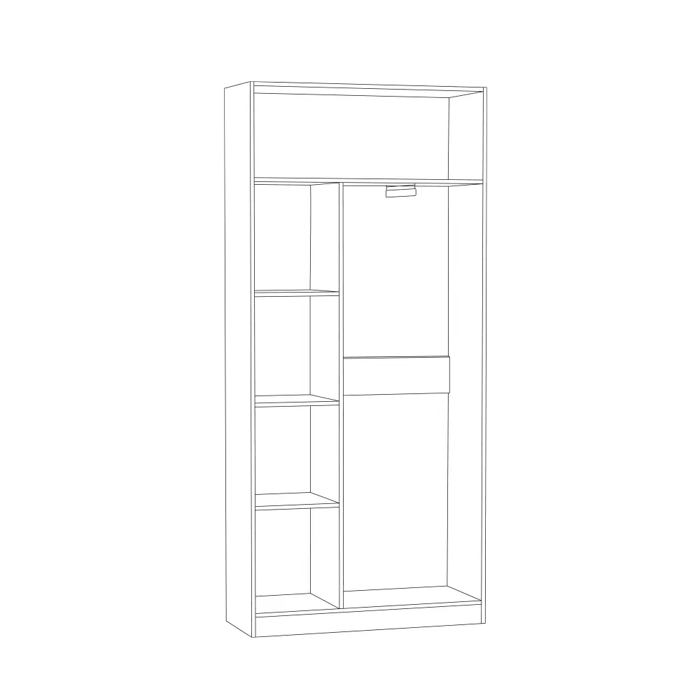 Шкаф для одежды узкий Ливерпуль белый ясень ваниль ( без карниза) (Mob) 