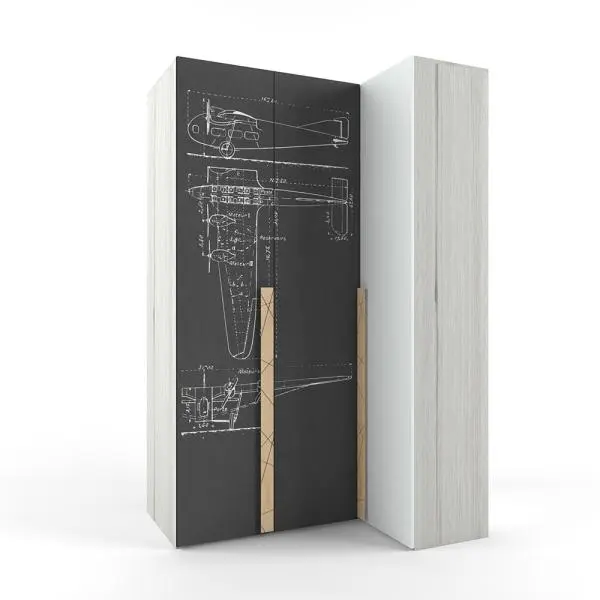 Шкаф угловой левый гармошка НьюТон Грэй АВИАТОР Темно серый лофт  (POP)