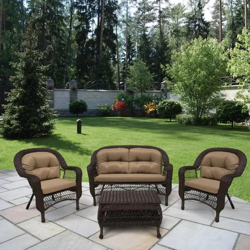 Комплект плетеный для отдыха из искусственного ротанга LV520BB Вrown/Beige (AG) | Интернет магазин Масса Мебель