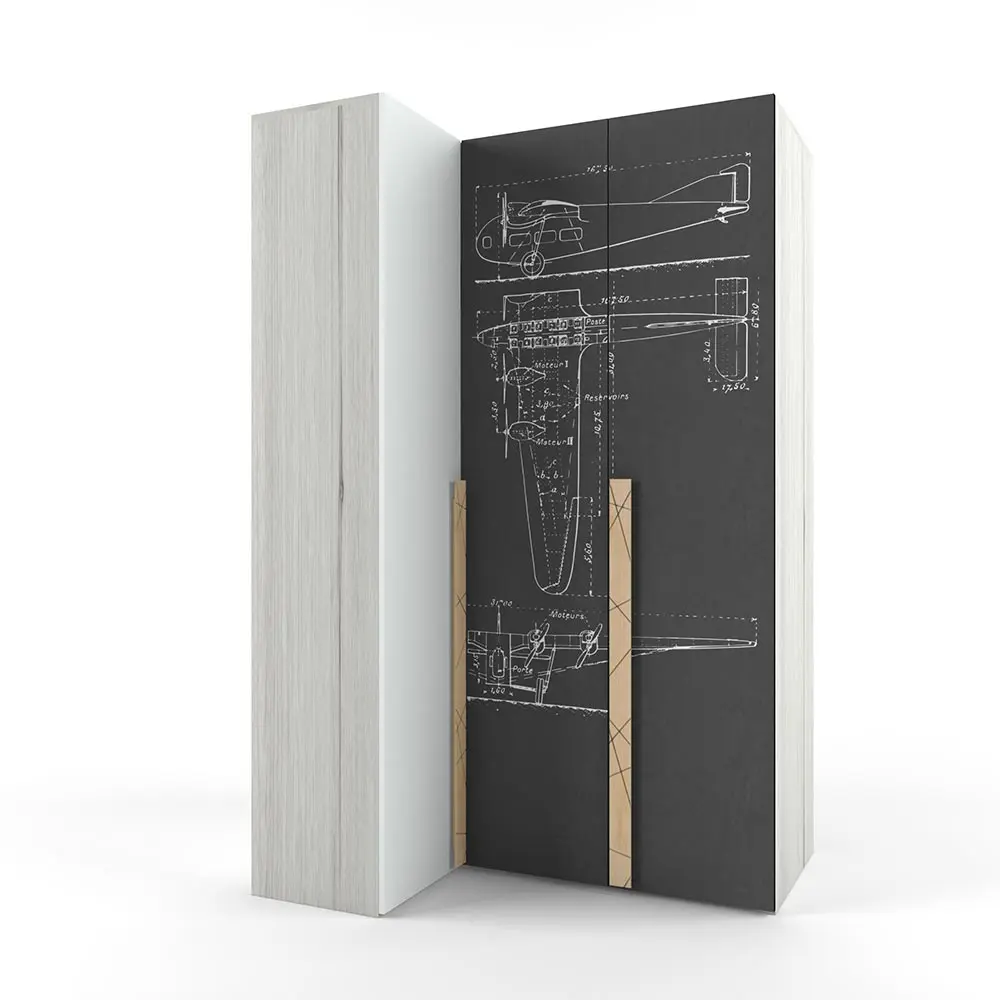 Шкаф угловой правый гармошка НьюТон Грэй АВИАТОР Темно серый лофт  (POP)