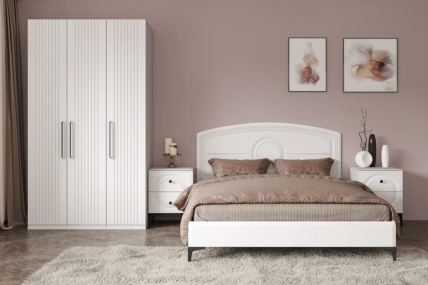 Шкаф-пенал 13.207  Валенсия белый/шагрень (Mob)