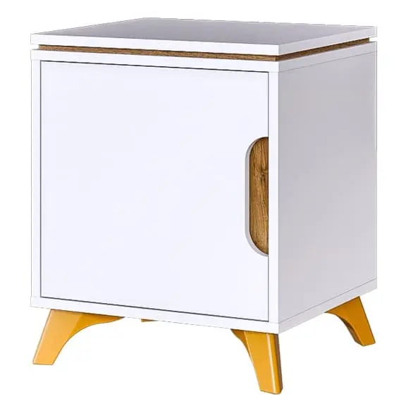 Тумба прикроватная Сканди Белый снег/Орех лион (CLP) | Интернет магазин Масса Мебель