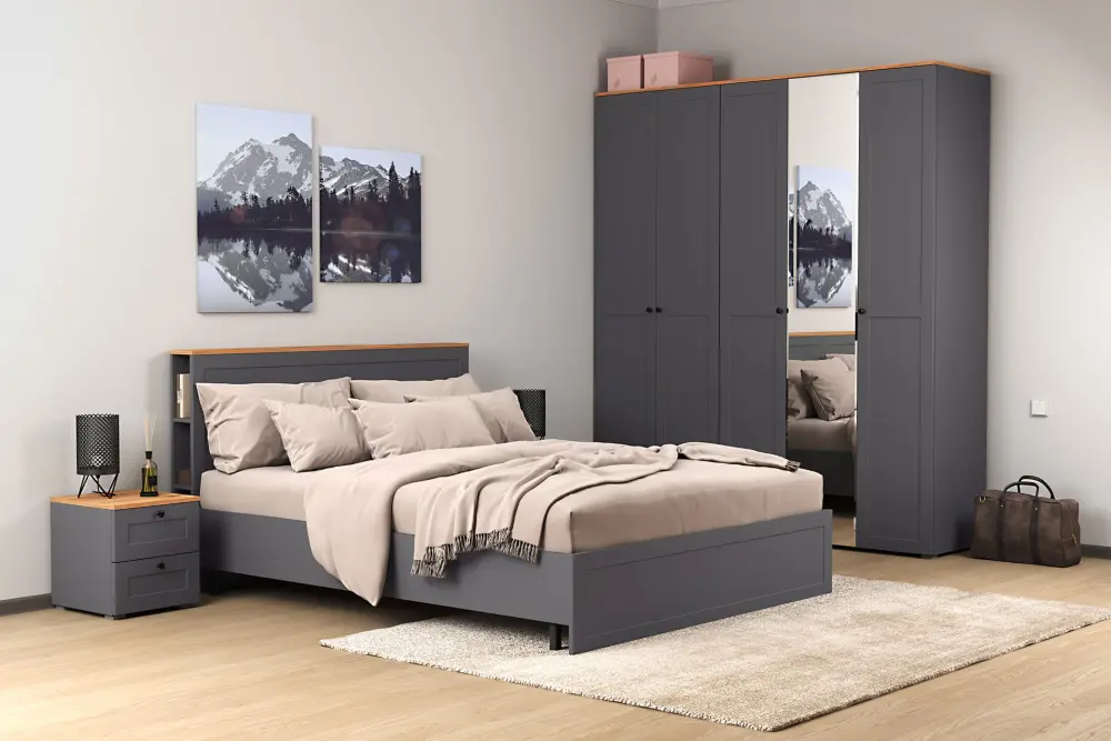 Тумба прикроватная  Остин 16.152 Серый графит/Дуб Золотой (Mob) 