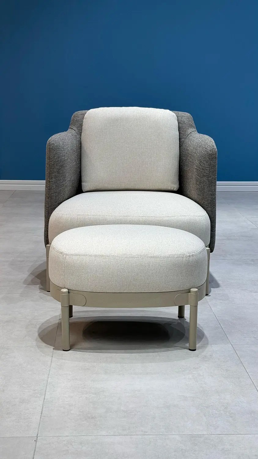 Кресло дизайнерское Сэнди серая рогожка-ножки металл, MASSA