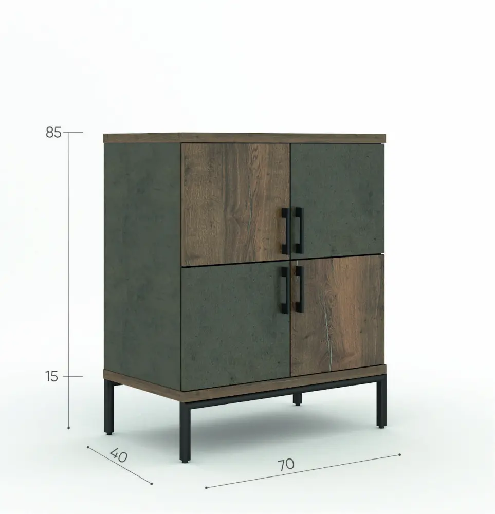 Комод Loft 2 Бетон Чикаго/Дуб Галифакс Олово (ANT) 