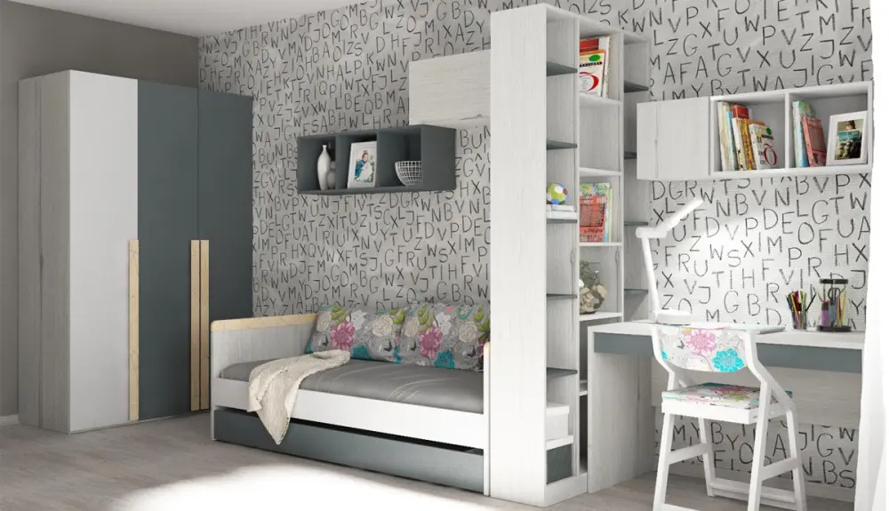 Кровать с дополнительным местом НьюТон Грэй (POP) 