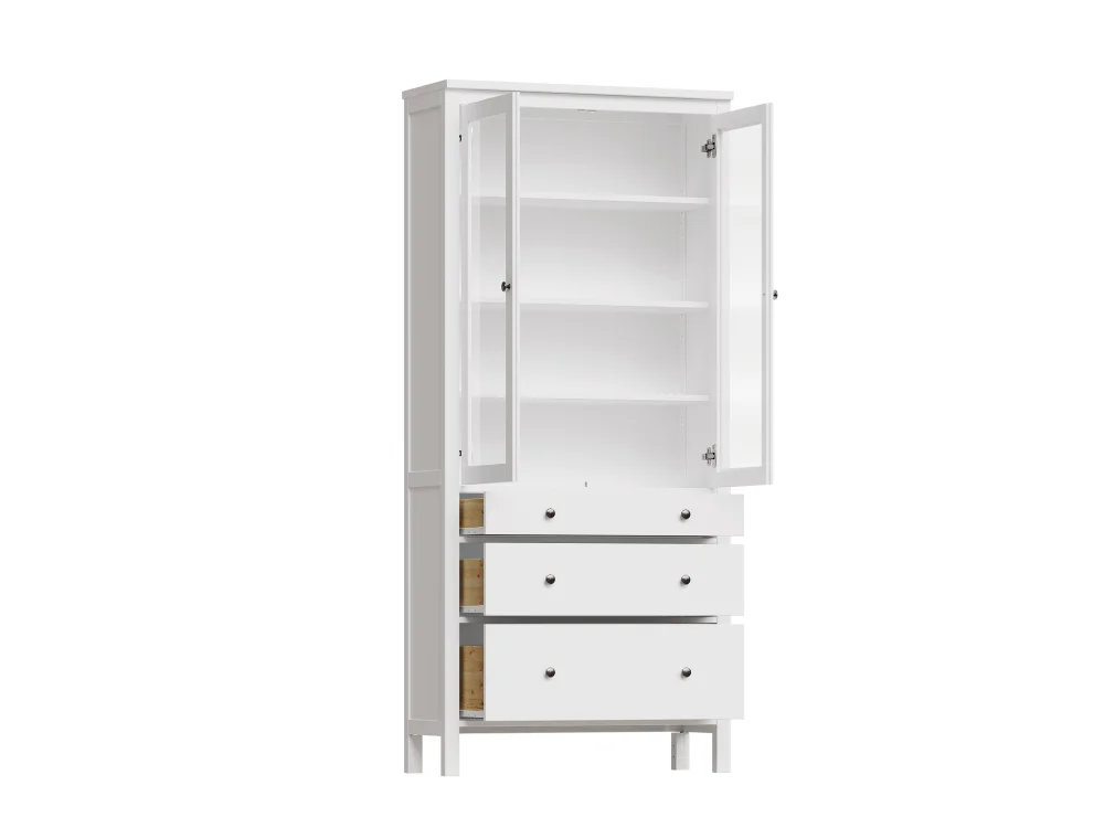 Шкаф-витрина Кантри 23 белый (GL) снято | Интернет магазин Масса Мебель