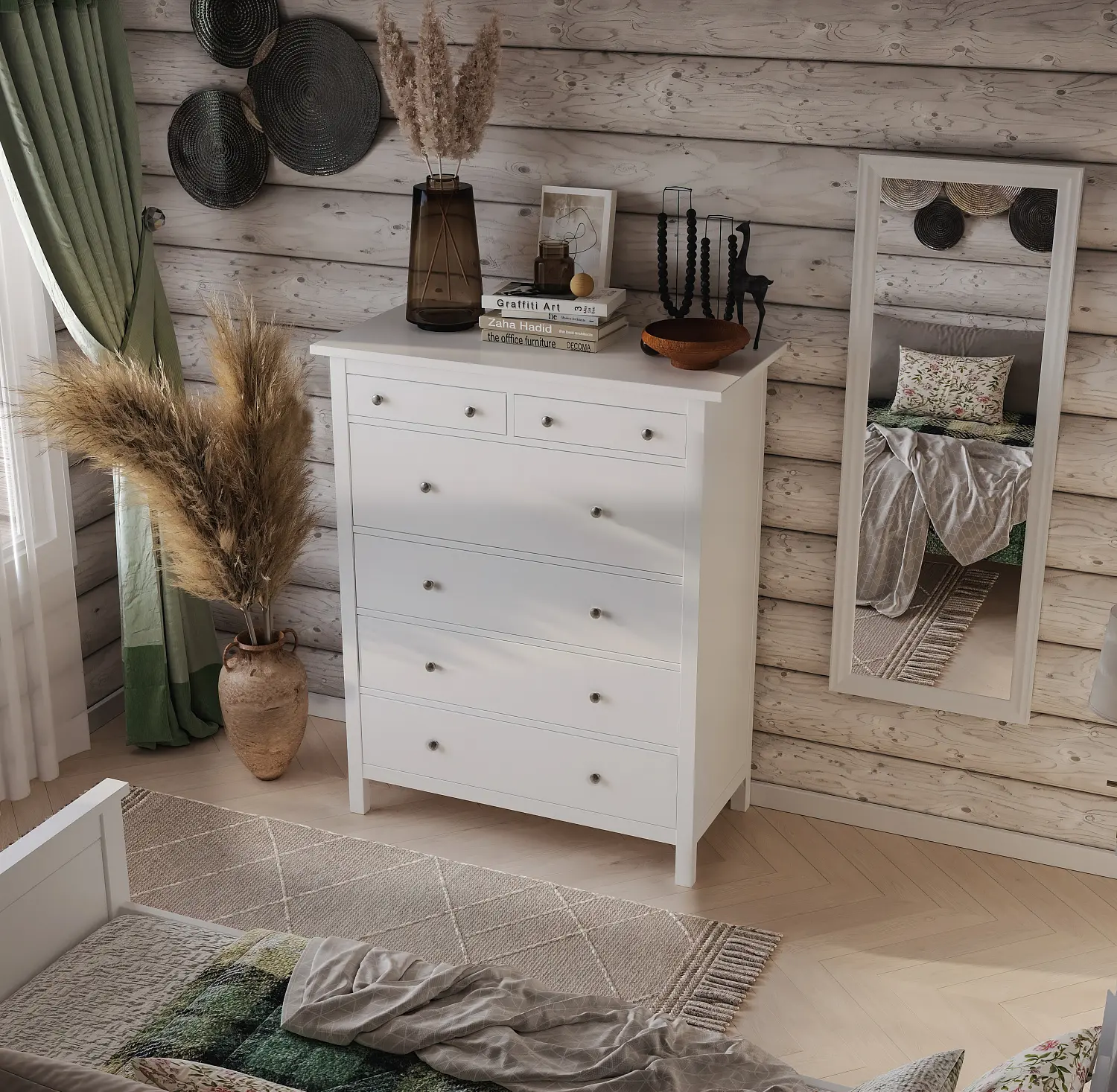 Комод 6 ящиков Кантри 06 белый (GL) снято