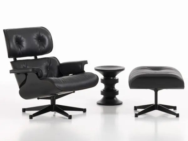 Кресло для отдыха Eames Style Lounge Chair (черная кожа/черный орех) - интернет магазин Масса Мебель