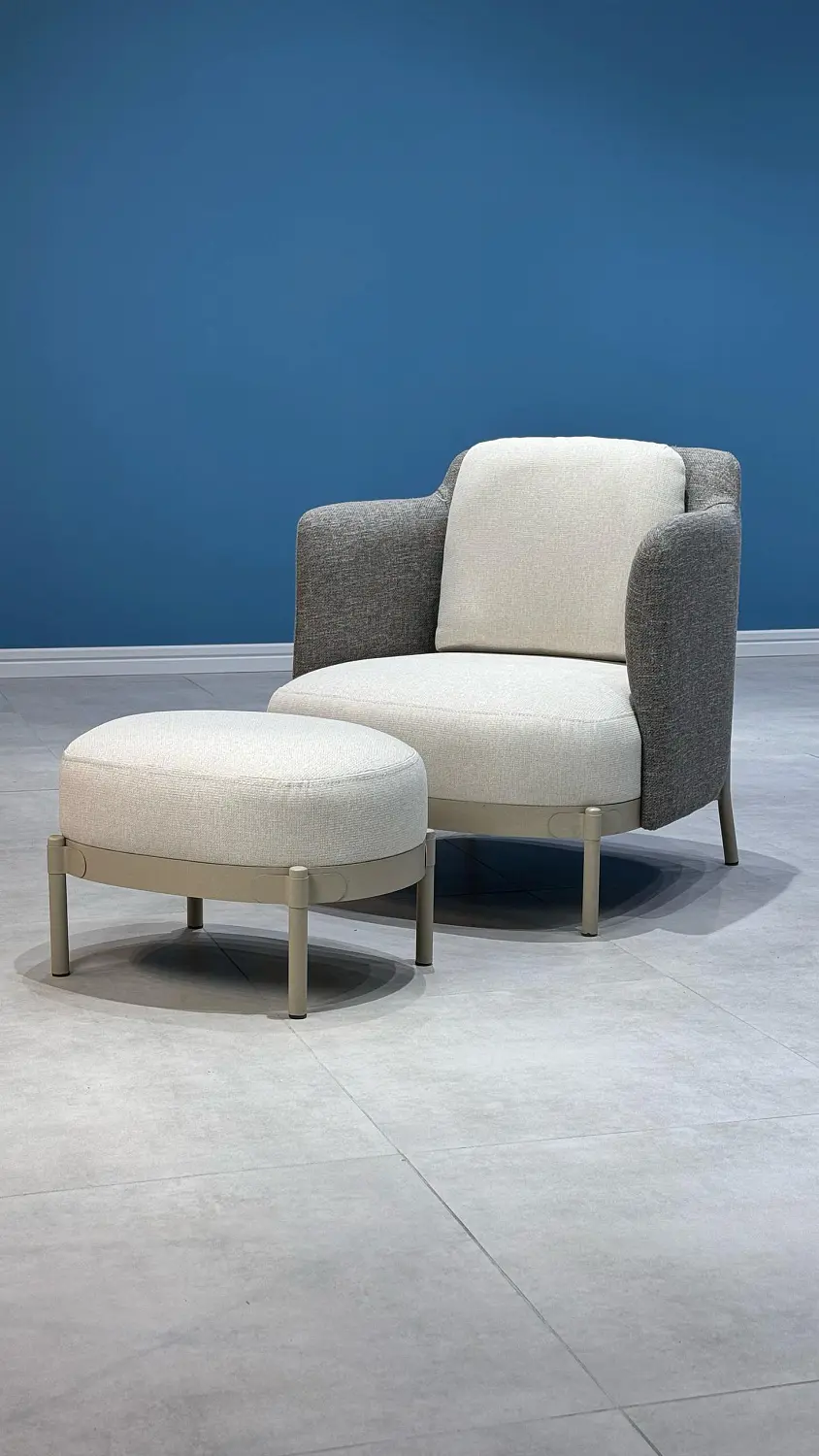 Кресло дизайнерское Сэнди серая рогожка-ножки металл, MASSA