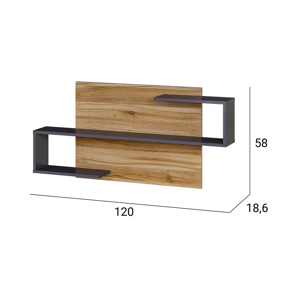 Полка Сканди 1200 Серый графит/Орех лион (CLP) 
