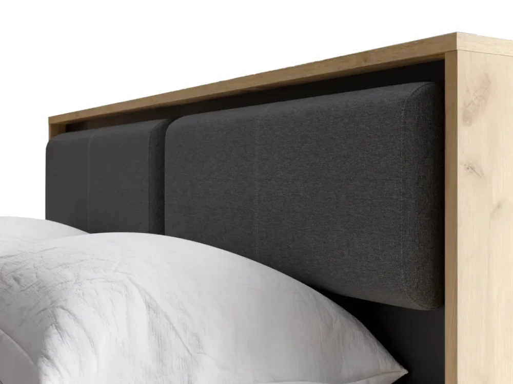 Кровать двуспальная 160х200 с подъемным механизмом коллекция "Бруклин" (Дуб Краф золотой/Антрацит) EM 