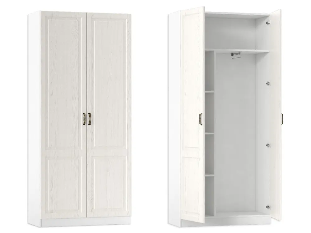 Шкаф для одежды узкий Ливерпуль белый ясень ваниль ( без карниза) (Mob) 