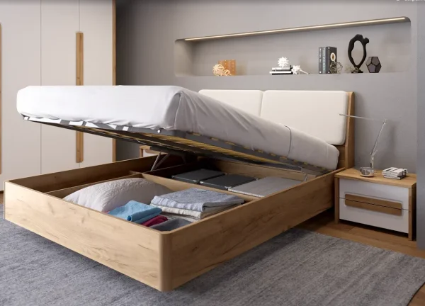 Модульная спальня Соренто композиция 1 дуб краф золотой/сатин белый (EM) | Интернет магазин Масса Мебель