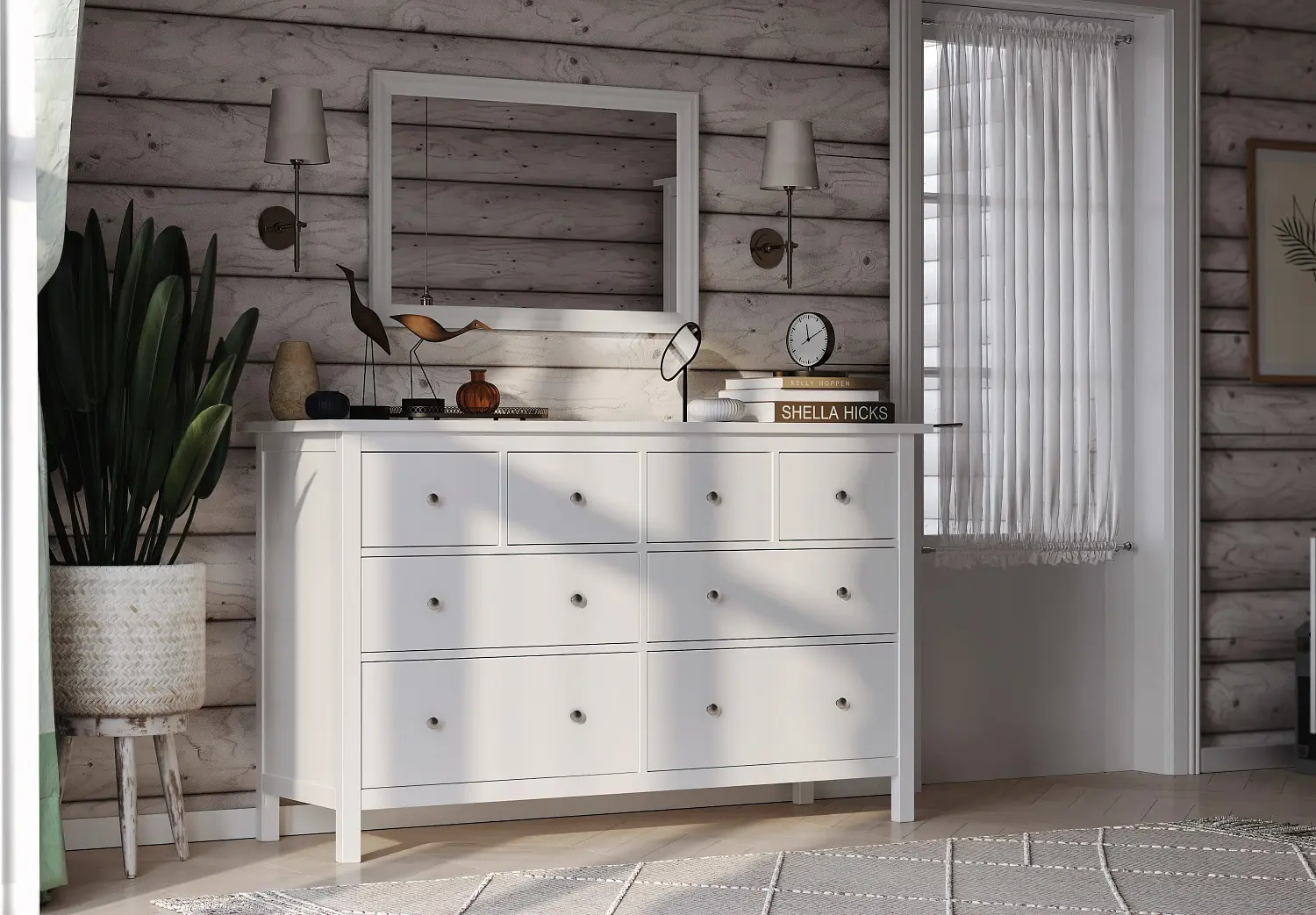Комод 8 ящиков Кантри 08 белый (GL) снято