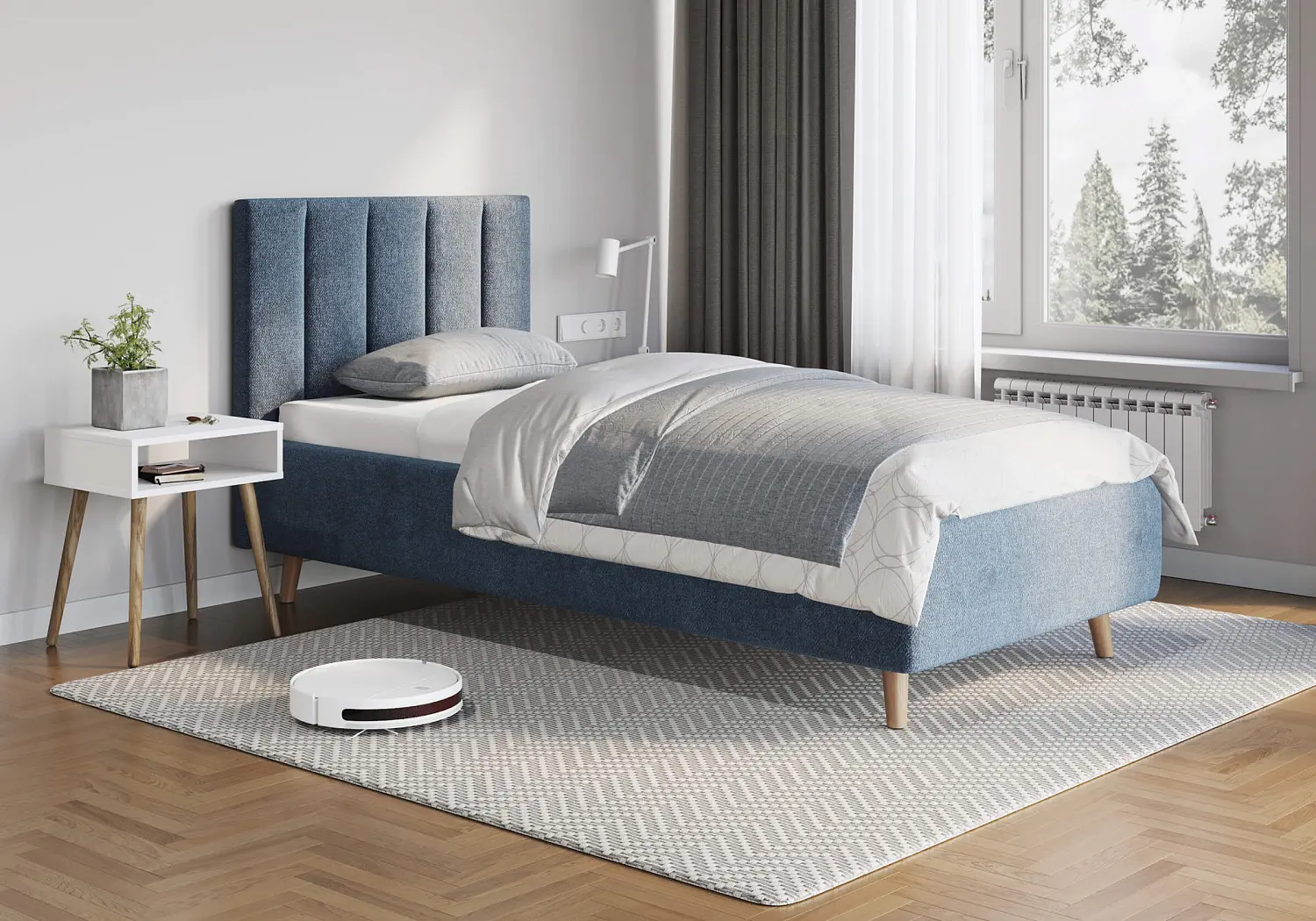 Кровать мягкая односпальная Alma 80/90/120 рогожка (SM)