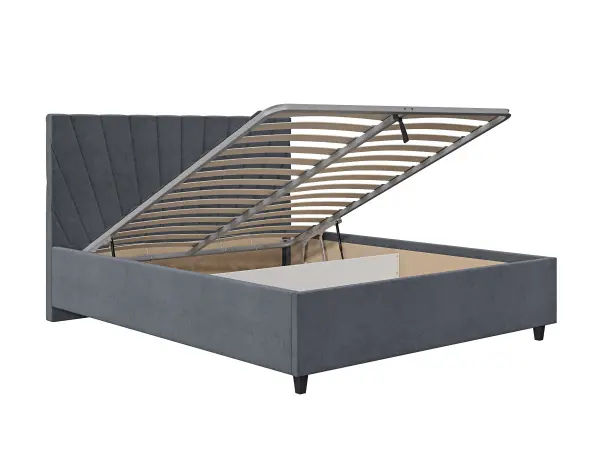 Кровать с подъемным механизмом двуспальная Роксана 180х200 пепельно-серый велюр, MASSA