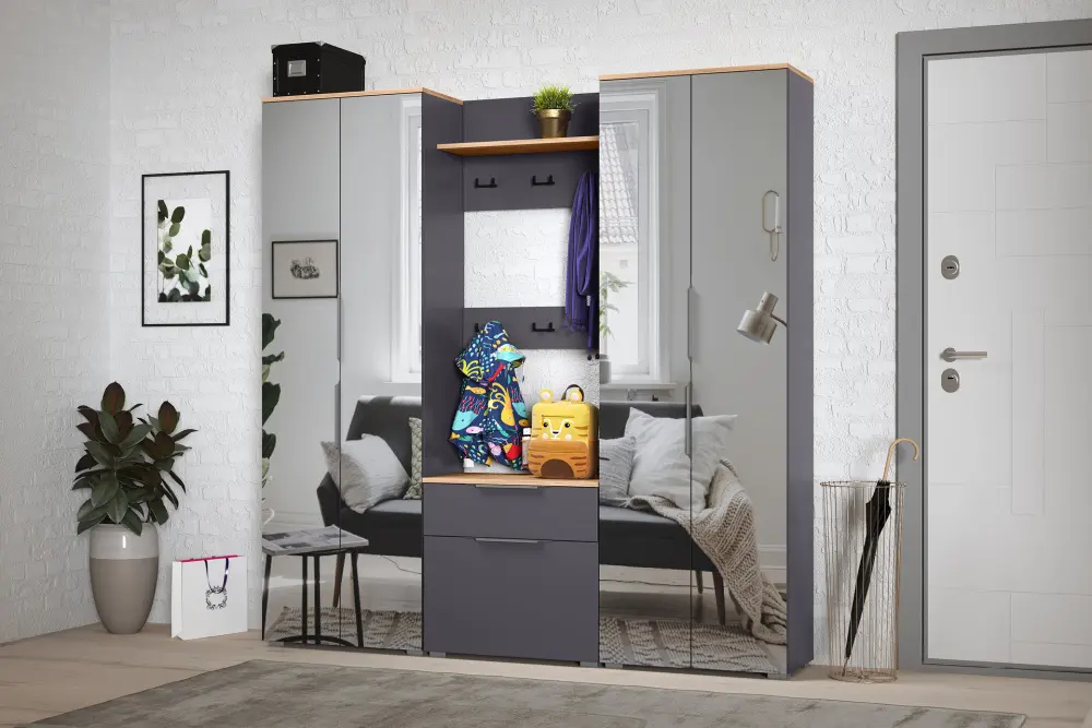 Вешалка Октава 15.14.01 Серый Графит /Дуб Золотой (Mob) 