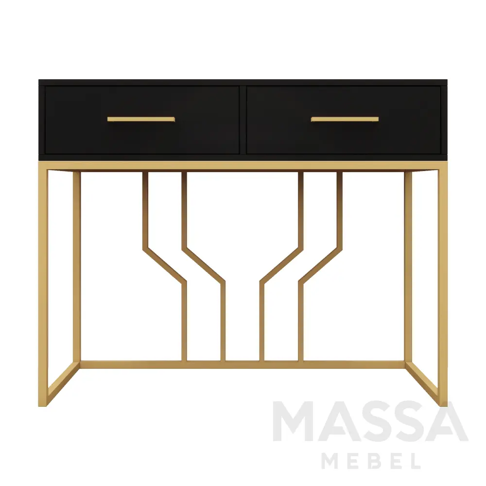 Консоль-2 Black металлокаркас золото/ЛДСП черный (ROB) Выставочный образец 