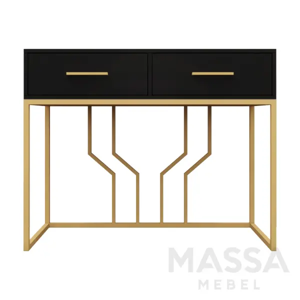 Консоль-2 Black металлокаркас золото/ЛДСП черный (ROB) Выставочный образец 