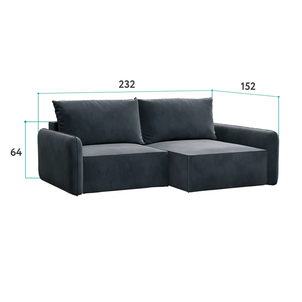 Диван угловой Портленд серый велюр (DO) | Интернет магазин Масса Мебель