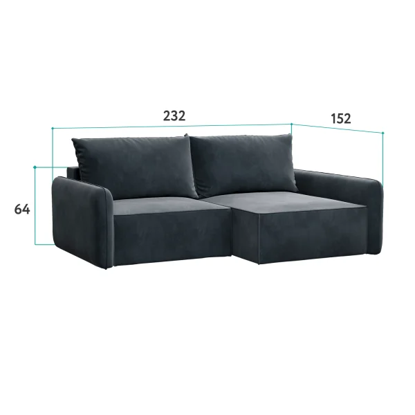 Диван угловой Портленд серый велюр (DO) | Интернет магазин Масса Мебель