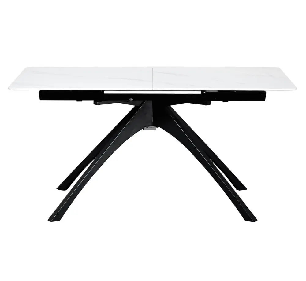 Стол обеденный раскладной SHT-T76 белый мрамор /черный (SHF) 