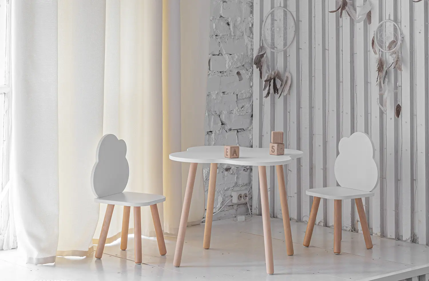 Стул "Облако" белый/ дерево ДМ002 (ANT)