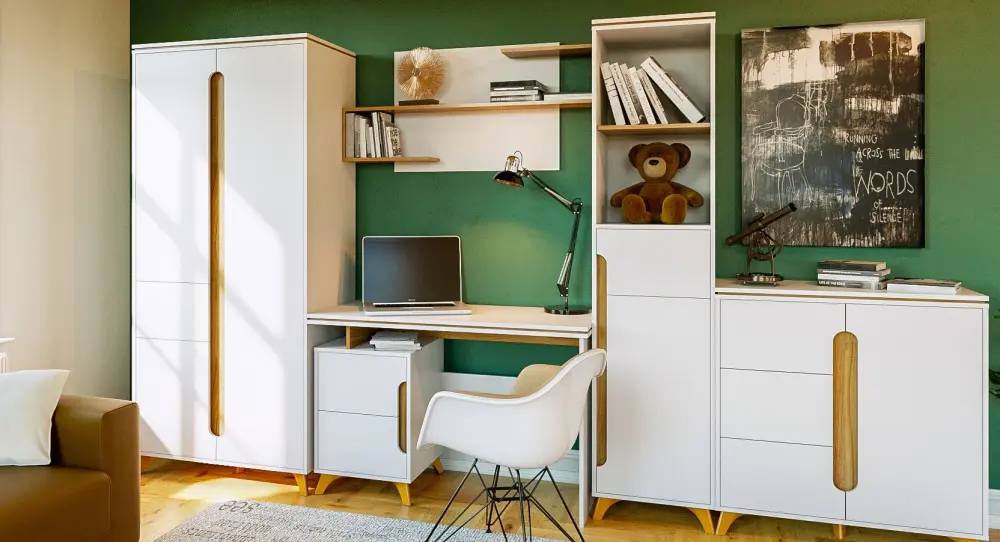 Стол письменный Сканди Белый снег/Орех лион (CLP) 