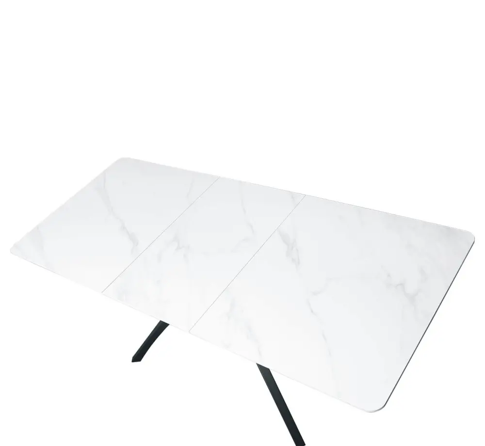 Стол обеденный раскладной SHT-T76 белый мрамор /черный (SHF) 