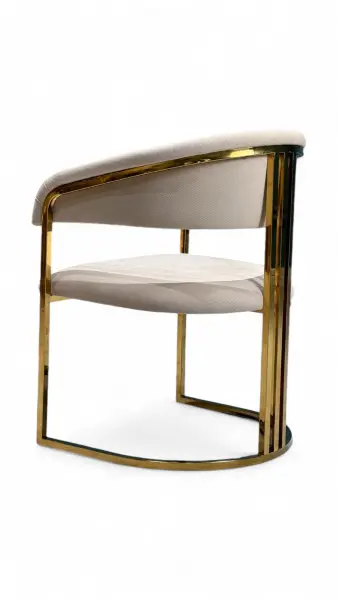 Стул мягкий Биен белый велюровый - золотой каркас, MASSA | Интернет магазин Масса Мебель
