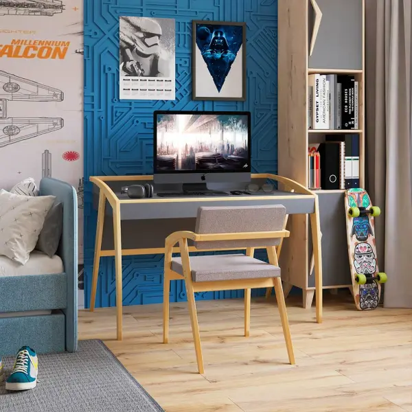 Стол письменный подростковый Бруно Массив/Темно-серый (POP)