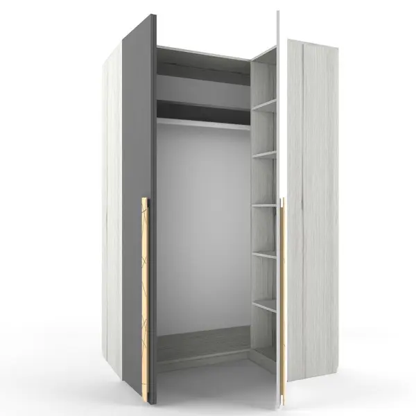 Шкаф угловой левый гармошка НьюТон Грэй темно серый лофт  (POP)