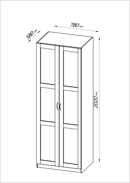 Шкаф двухстворчатый Пегас 2 двери (сборные), венге (GL) 