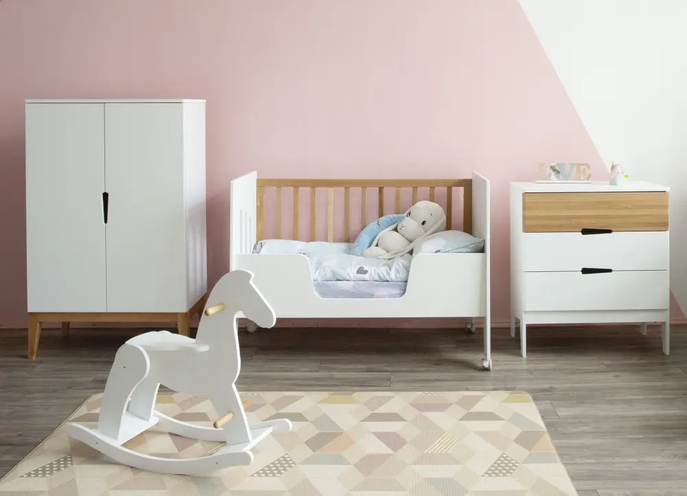 Шкаф Mia распашной белый/дерево (ANT) 