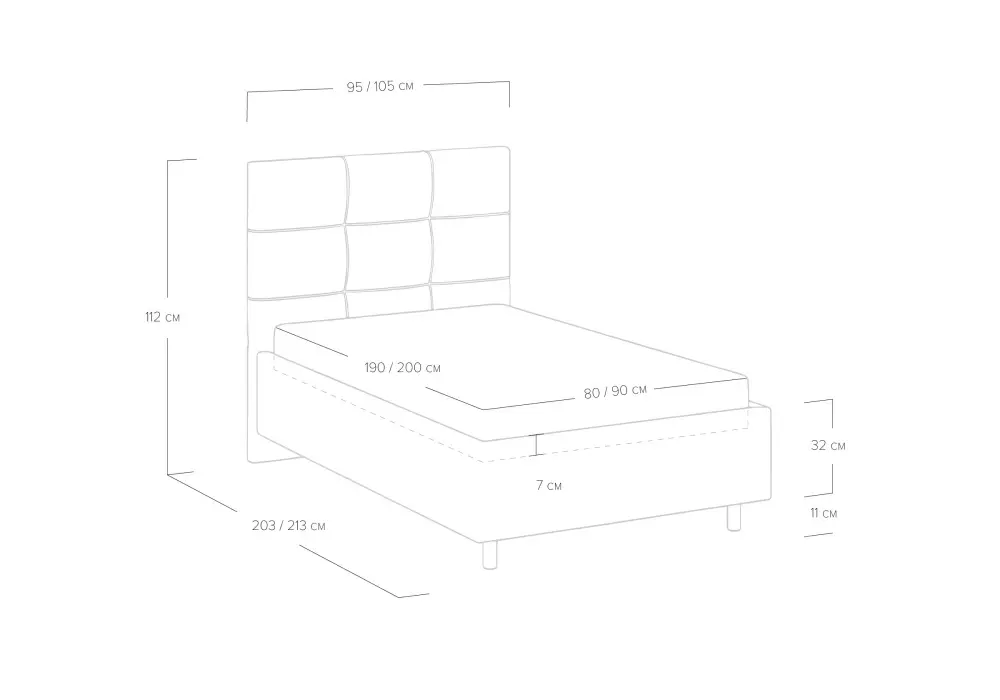 Кровать мягкая односпальная Caprice 80/90/120 рогожка песочный (SM) 