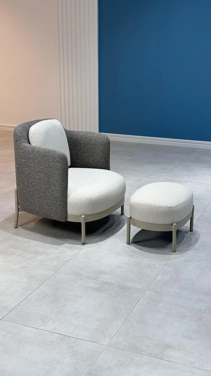 Пуф для ног Сэнди серая рогожка-ножки металл, MASSA