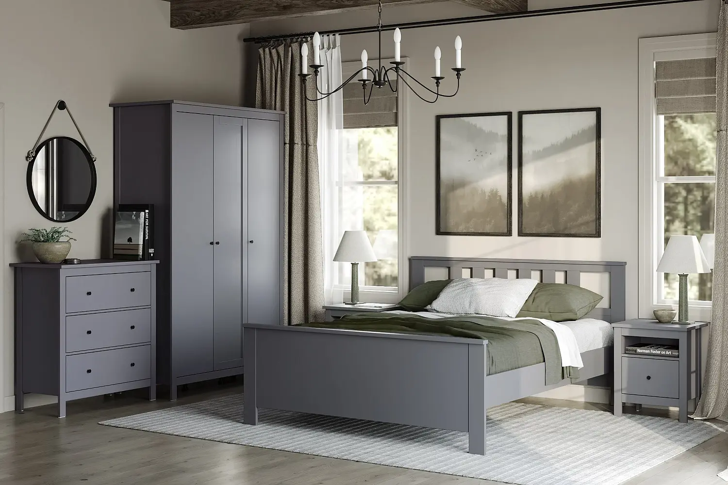 Комод Сага 3 ящика серый (GL)