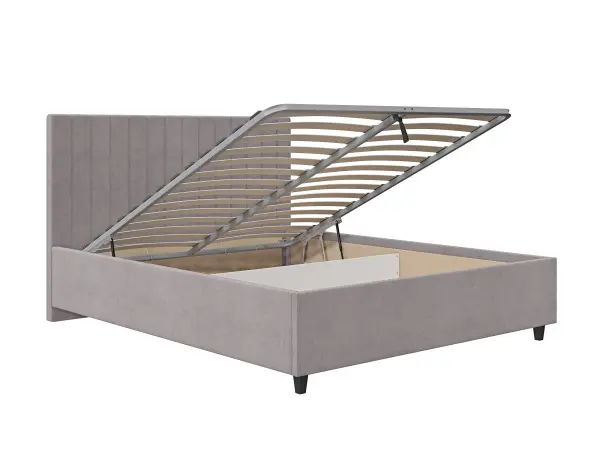 Кровать с подъемным механизмом двуспальная Саманта 140х200 серо-коричневый велюр, MASSA