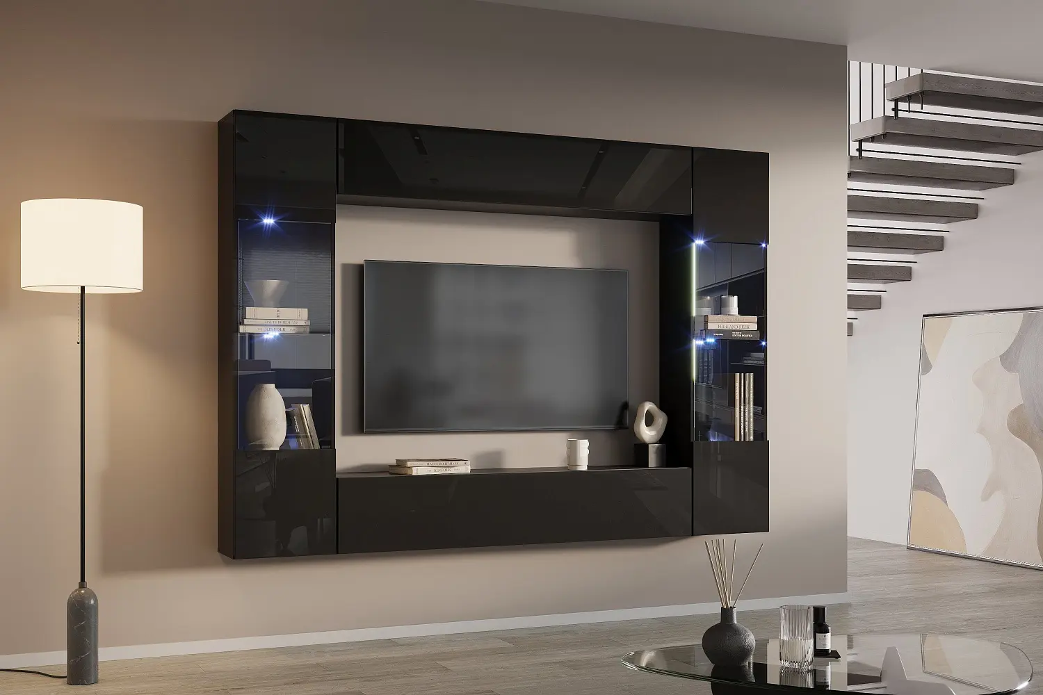 Тумба ТВ навесная Point Т-30 Черный глянец (NK)