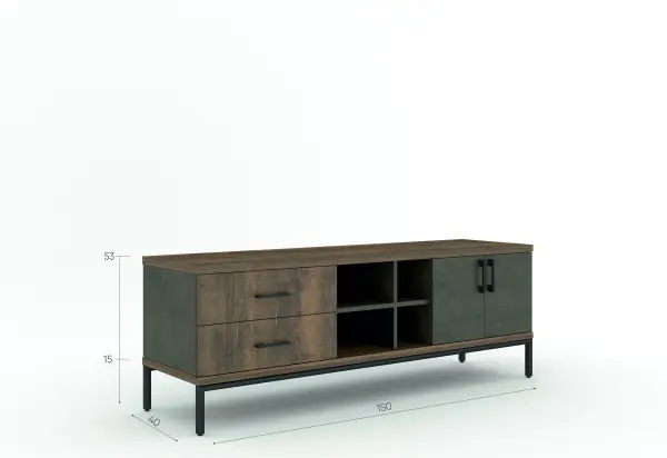 Тумба под ТВ Loft 1 Бетон Чикаго/Дуб Галифакс Олово (ANT) | Интернет магазин Масса Мебель