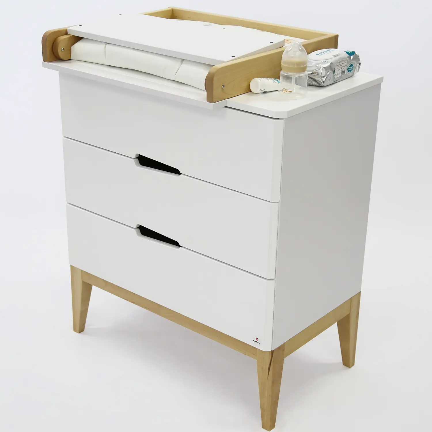 Пеленальный столик складной белый/дерево (ANT)